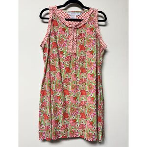 GRETCHEN SCOTT Vibrant Floral Red/Green/White Sleeveless Tunic, Sz XL